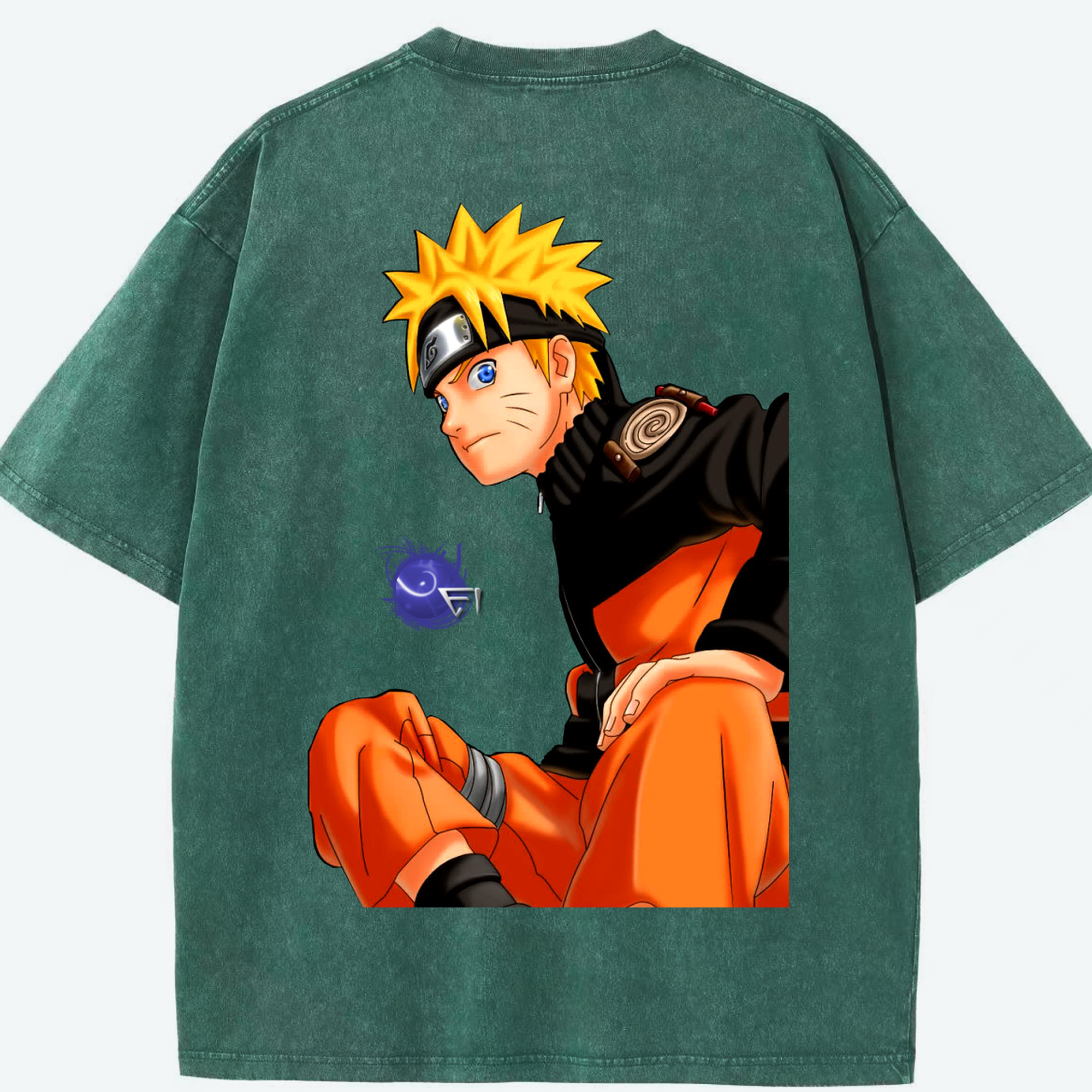 （画像用） NARUTO -ナルト- うずまき ナルト Uzumaki Naruto 綿100% ヴィンテージ風 半袖Tシャツ（背面プリント）